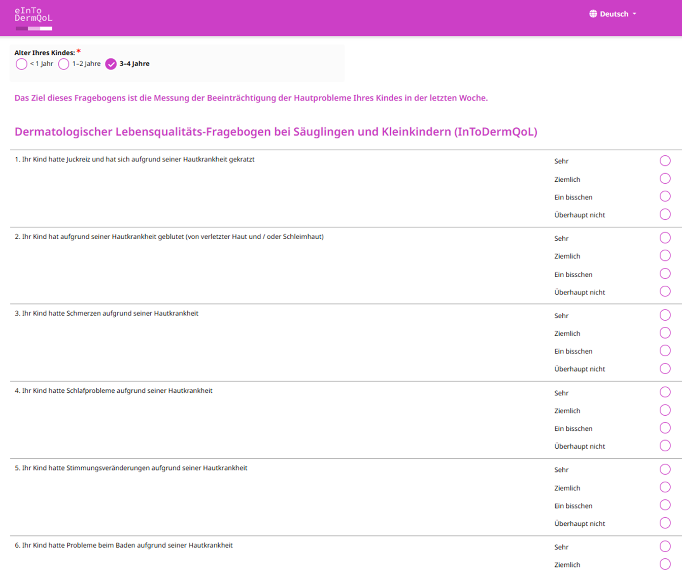eintodermqol de questionnaire